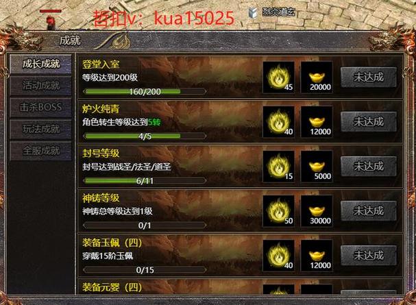 新开私服传奇限时成就达成