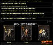传奇sf网站新手进阶之宠物进化